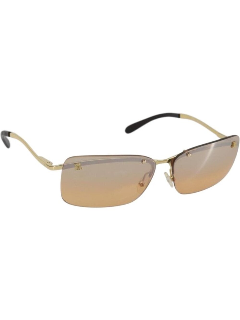 CELINE C Macadam Rimless Sunglasses Metal Brown Gold